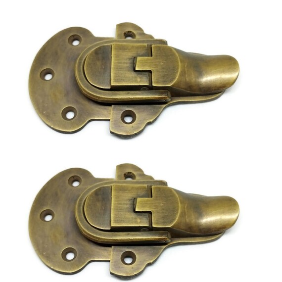 Unique Vintage Style Cabinet, Door Latch Hook,cupboard Latch,door Pantry  Lock,furniture Catch Lock, Solid Brass Hasp Lock 4 Wide X2 