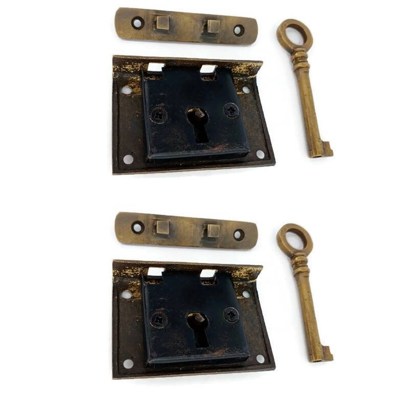 2 Small recessed BOX Vintage Style locks 2 keys Lock Solid Etsy