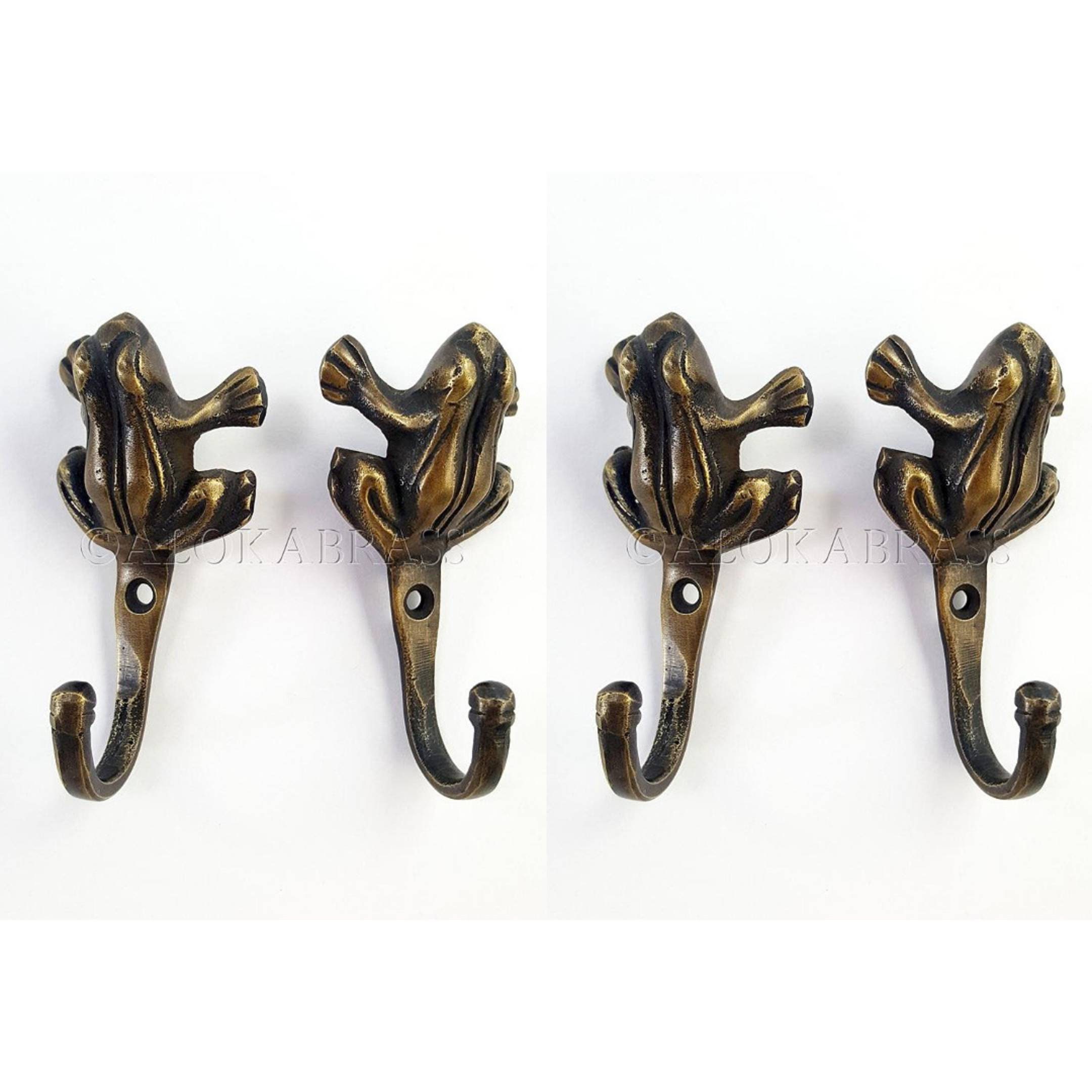 HOOKS Safari Antique Brass Animal Iron Metal Wall Hooks SET of 6 or  Individual 