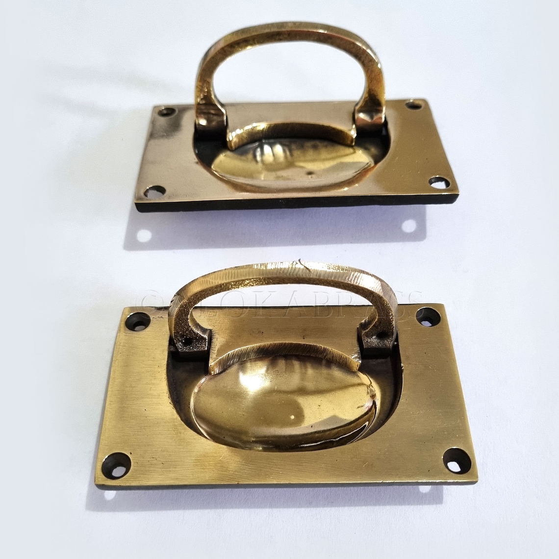 2 brass Heavy 6.5cm Recessed Pull Handle cast Box sea chest Etsy