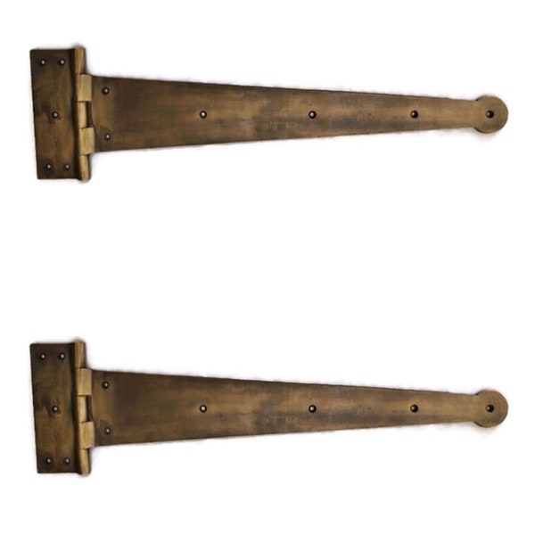 2 pieces 18 " Inch  long massive heavy Vintage style Hinges 46cm old style Solid pure Brass aged Cabinet Door Decor hinge restore gate barn