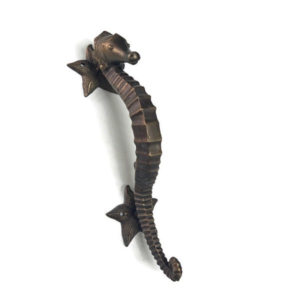 Brass 14" inch Large 35cm Seahorse Star Door Handle Pull Antique Brass Old Style Grab many unique hand done finishes available long seaside