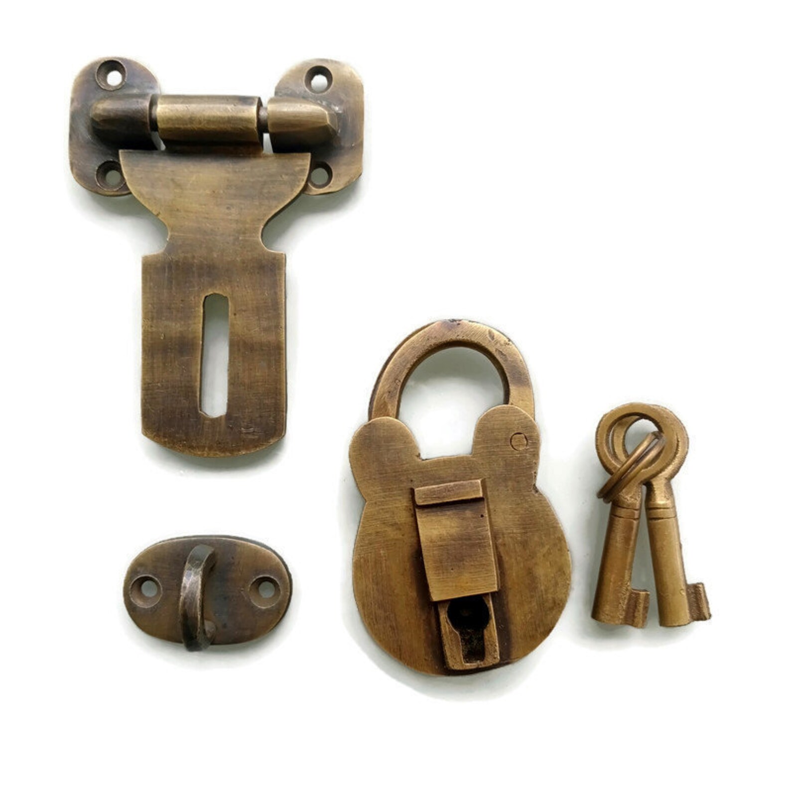 Small padlock small hasp 2 keys heavy strong 8 cm Brass Etsy