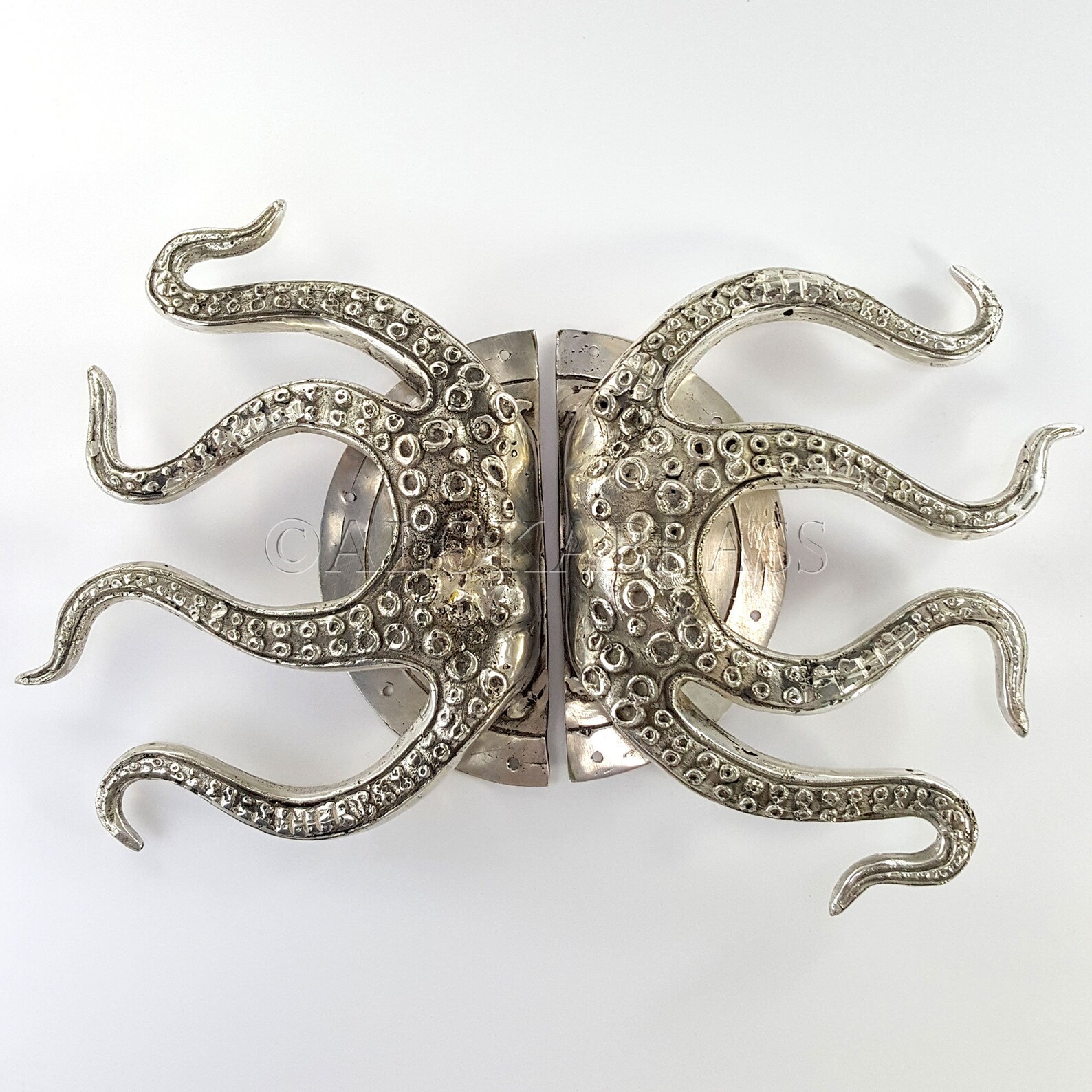 2 Stunning Large Octopus Solid Polished Brass Door Handle Pull Etsy