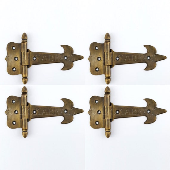 4 Solid Brass Medium 5 Inch Door Box Hinges 13cm Vintage Style