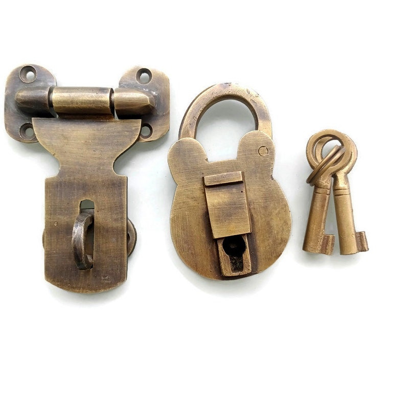 Small padlock small hasp 2 keys heavy strong 8 cm Brass Etsy