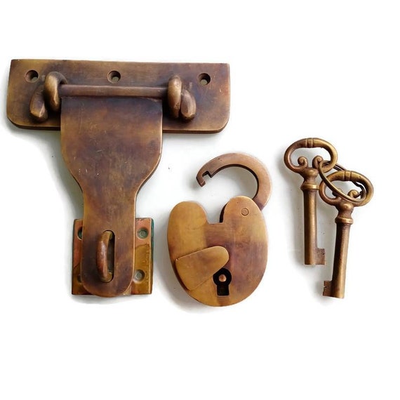 Solid Brass Heavy Old Style Vintage Lock Latch and Padlock Etsy