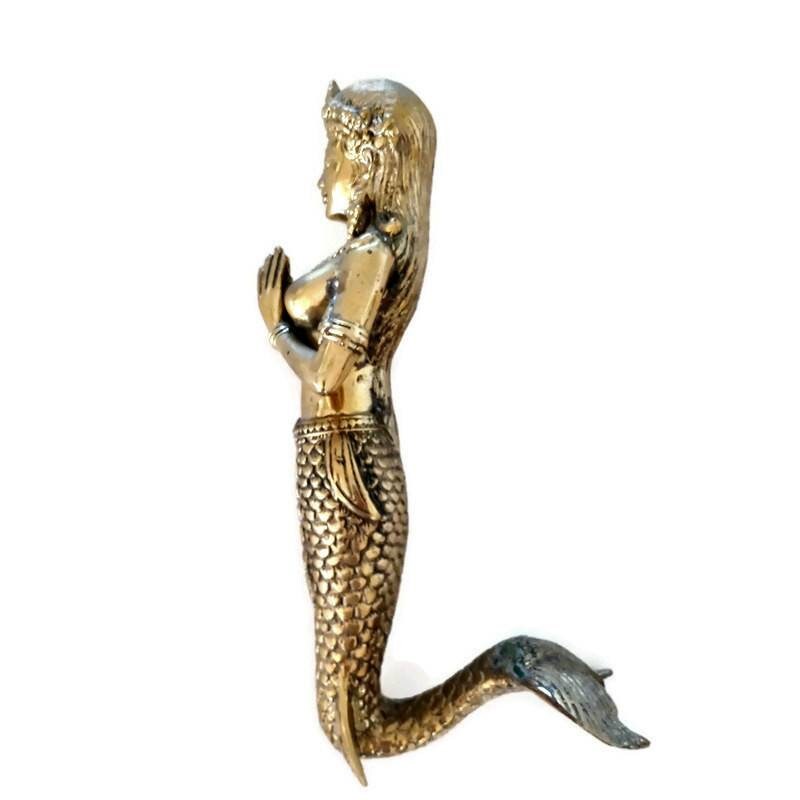 Brass Mermaid heavy brass statue 9 inch 23 cm long Etsy