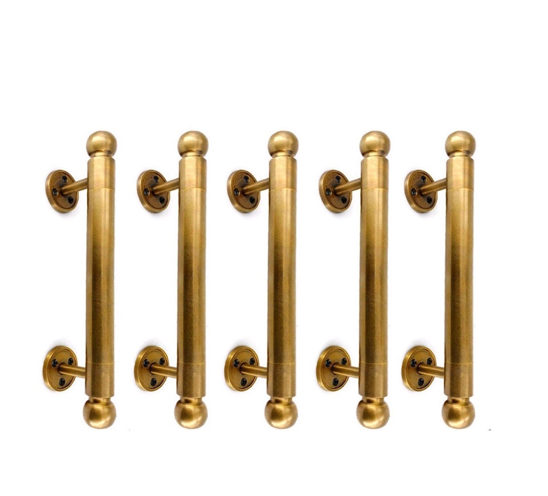 5 ORDER ONLY Brass 12 Inch Long Plain D Pull Brass Door Handle Round
