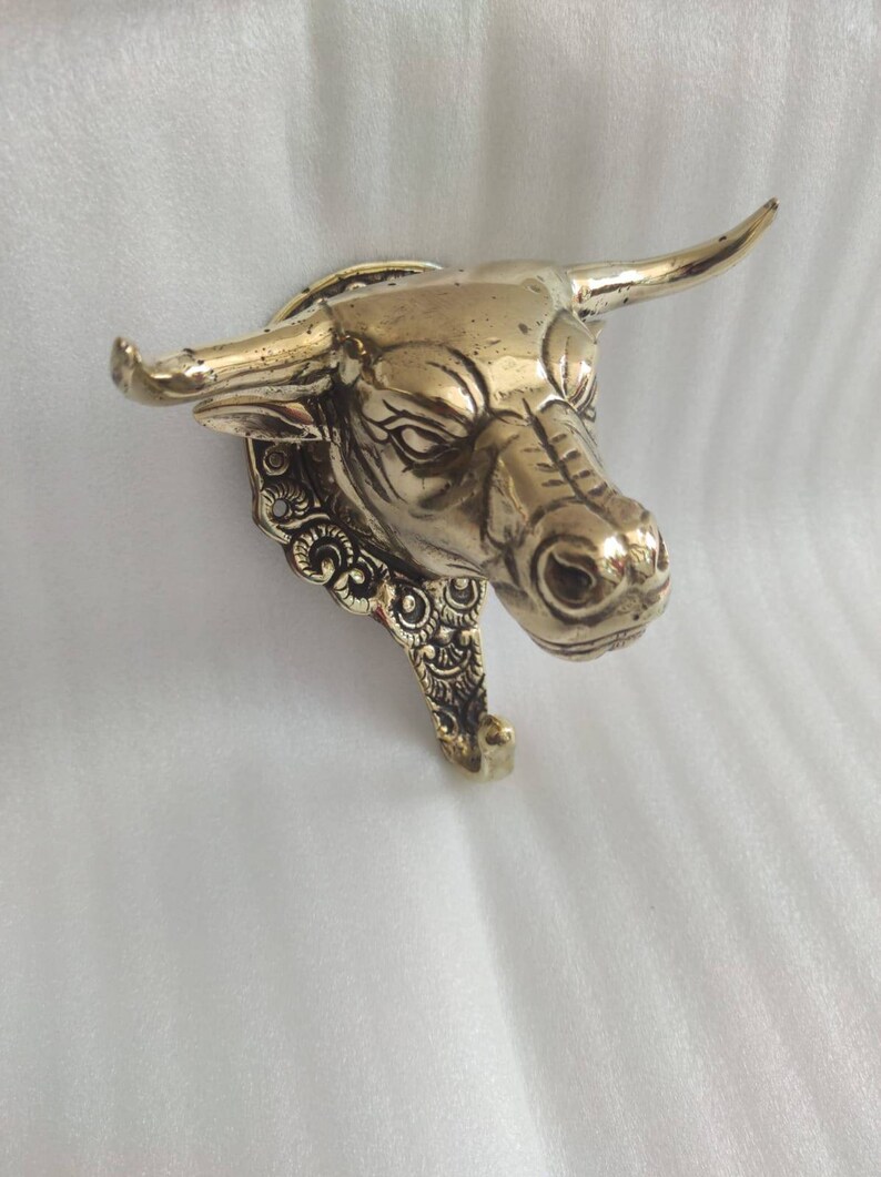 Brass Large 6 Inch 15cm Cow Steer Bull Head Hook Pull Etsy