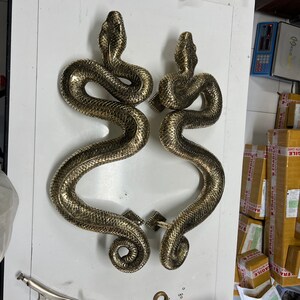 Pair Massive Brass 23.1/2 Inch Rustic Hand Made Large Grab Mojo Python ...