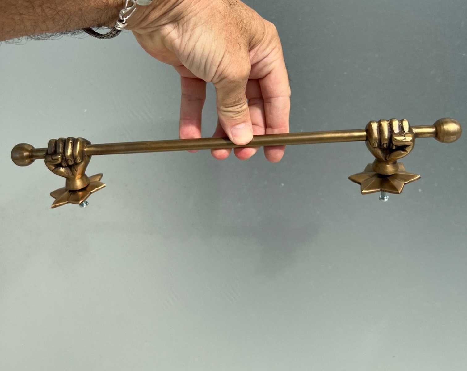 Brass STAR 14 Fist Hand Towel Rail With BACK PLATES Rod Old - Etsy