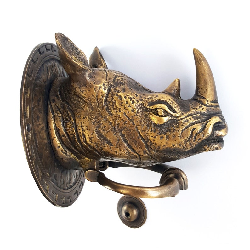 Large 19cm Rhino Head Door Knocker pull Old Style door solid Etsy
