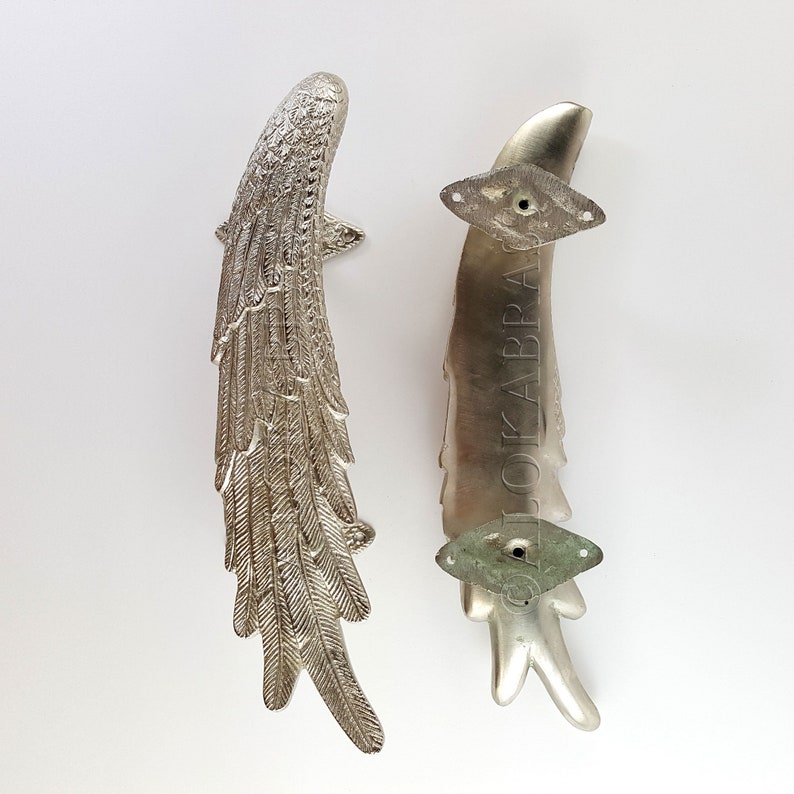 2 Cast Brass Very Heavy Angel Wings Solid Brass Door Handle Etsy