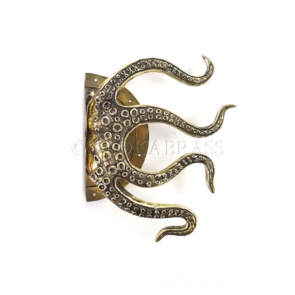 RUSTIC single heavy Brass Stunning Large Octopus Solid Polished Brass Door Handle Pull 9.1/2"inch x 8" wide  old Look 19cm Door Grab VI