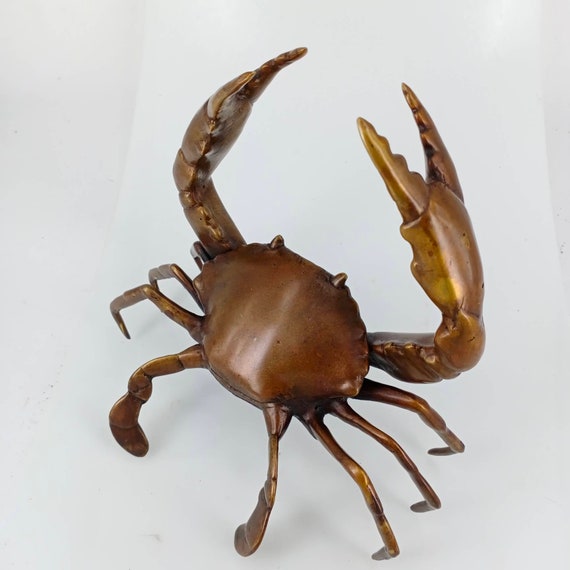 Handmade Crab Ornament Crafts Vintage Copper Miniature Display.Figurines 
