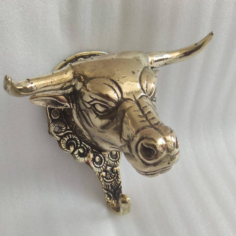 Brass Large 6 Inch 15cm Cow Steer Bull Head Hook Pull Etsy