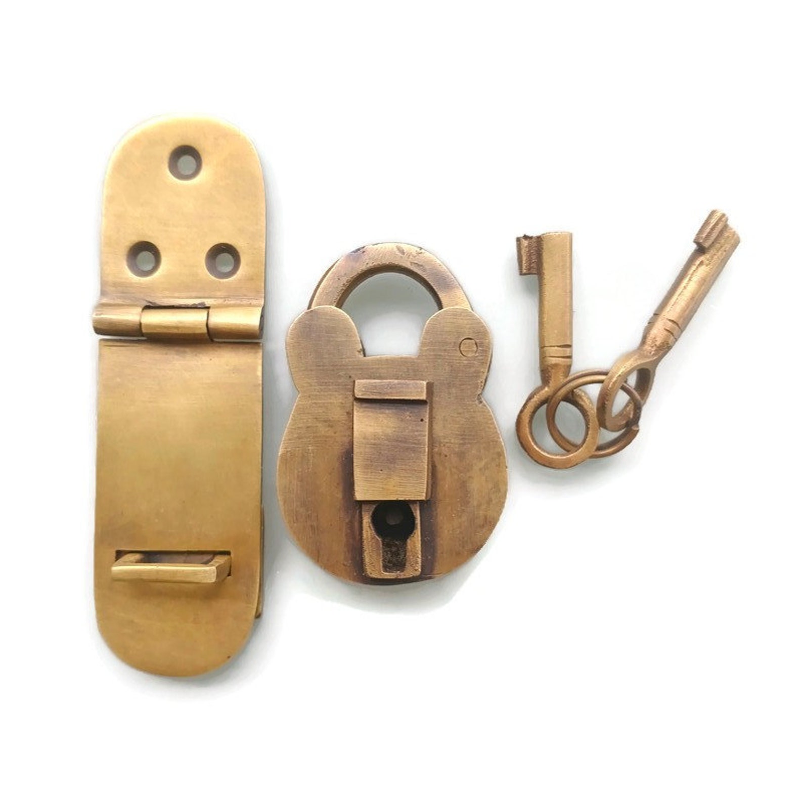 Brass Heavy Small Padock & Hasp 4 Inch 10.5cm Solid Etsy