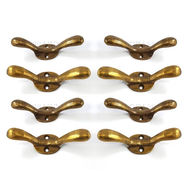 8 solid brass small 3" Hand Cast 7.5cm Cleat Tie Down Rope Solid Heavy Brass Hooks Jetty Boat Strong  Hooks cleats hand made