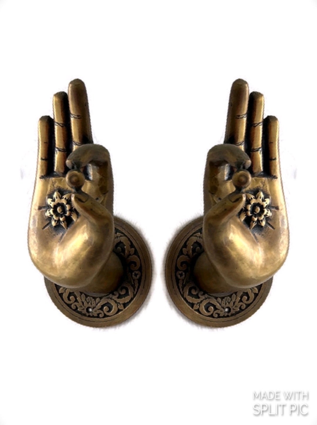 2 Rare Large Beautiful Buddha Gyan Mudra Hand Shape Hold Small Ball ...