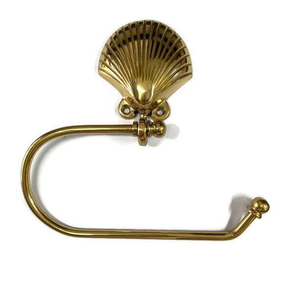 Solid Brass shell shape Toilet Paper Holder 6" inches x 7 inches