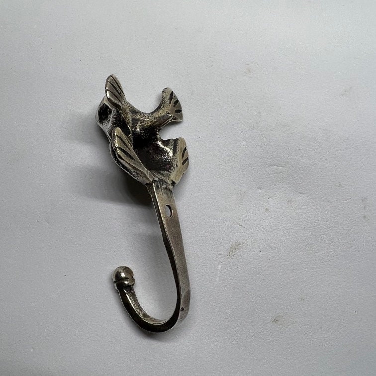 4 Solid Brass Small 2.3/4 Long Cute Frogs Solid Antique Brass Hook