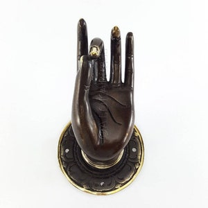 2 brass medium 3.1/2 backplate door handle hook pull 13cm Shuni Mudra Buddha Hand shape Handles 13cm Aged Brass Patina Knob Antique Brass