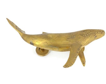 Brass Magnificent whale shape 12 " silver heavy Brass Polished Door Pull Handle Grab Old Style 30 cm left or right amazing humpback