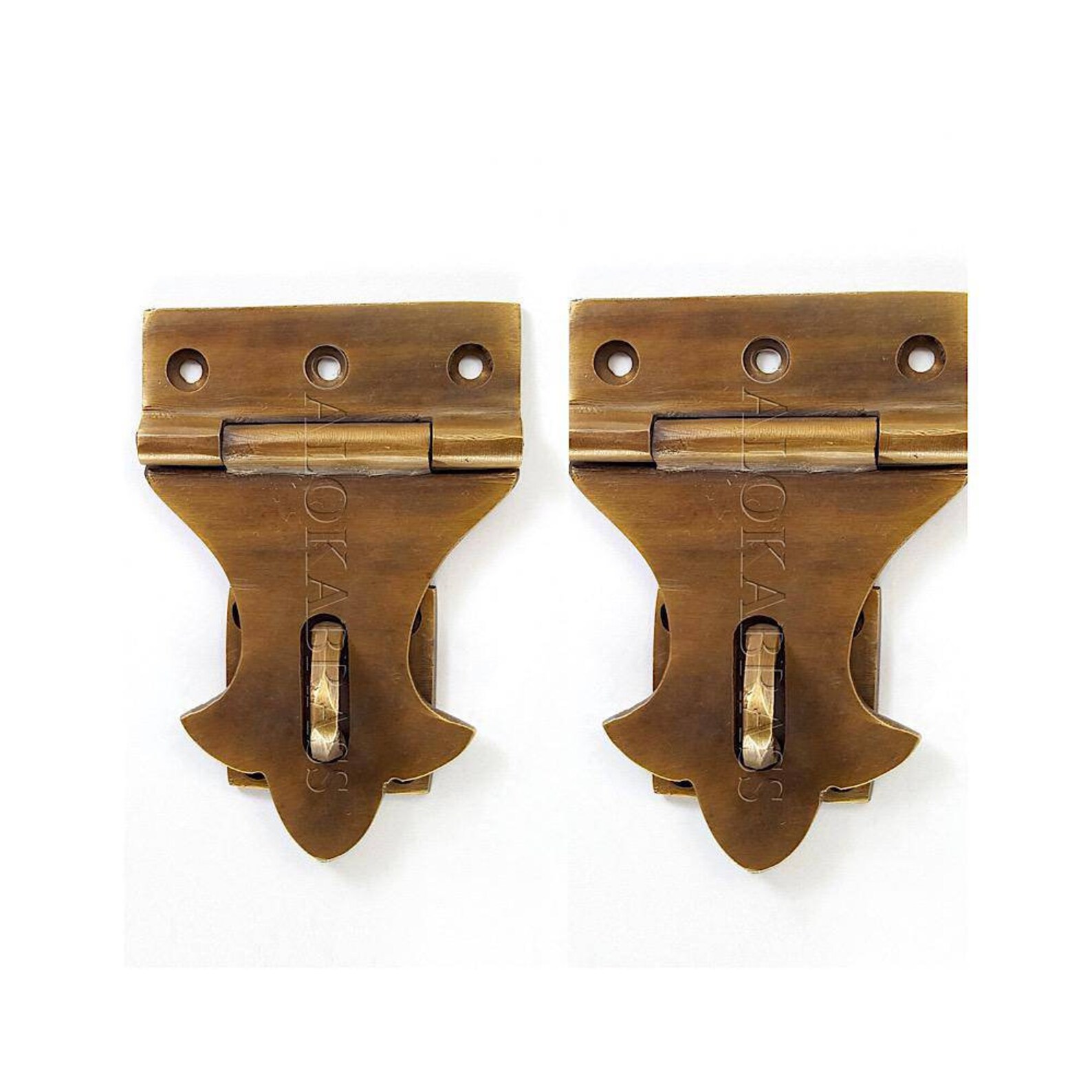 2 Very Small 7.5cm heavy Brass Hasp Staple Latch Catch Old Etsy