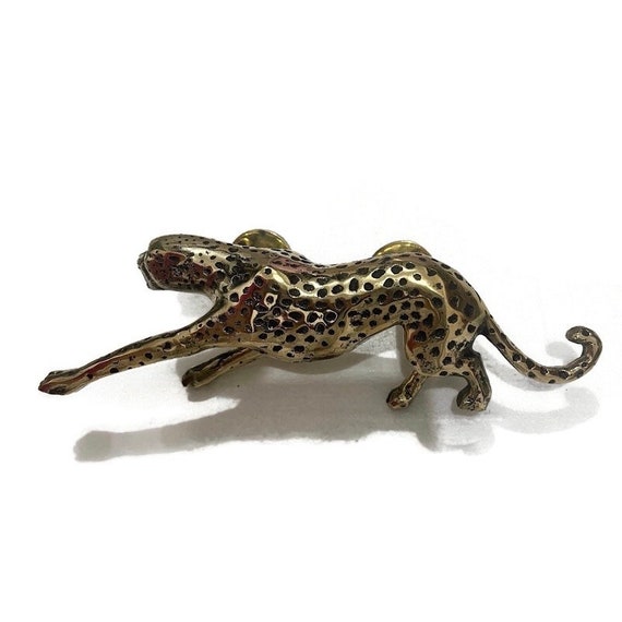Left Hand Facing Cheetah Solid Brass Heavy Magnificent Leopard