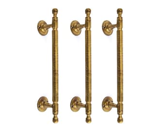3 handles face fix 9" inch solid brass Large Kitchen Cabinet Grab pulls 22 cm Old D Style  Door Handle heavy  ends Box lifs Pulls 12 mm rod