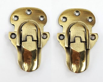 2 solid brass small 2.1/2" Trunk Catch Hasp latch for Suitcase box old Style Lock 6.5 cm Solid Heavy brass vintage deco style