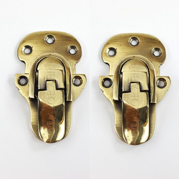 2 solid brass small 2.1/2" Trunk Catch Hasp latch for Suitcase box old Style Lock 6.5 cm Solid Heavy brass vintage deco style