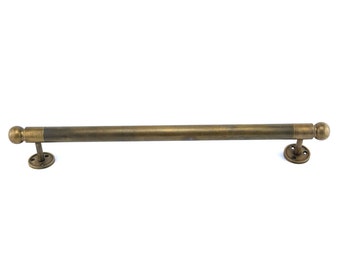 large long rail rod 24" inch Brass plain D pull 60 cm Door Handle round ends old Vintage Style Solid Brass ends Box Pulls kitchen JOL2