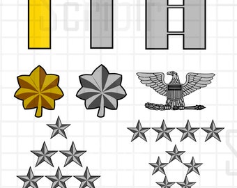 Army/Air Force/Marines Officer Rank Vectors SVG Cut Files