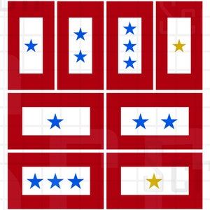Blauwe en gouden ster militaire dienst vlag vector SVG JPG PNG gesneden bestand