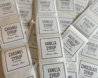 Flavored Coffee Syrup Flavor Vinyl Stickers Labels