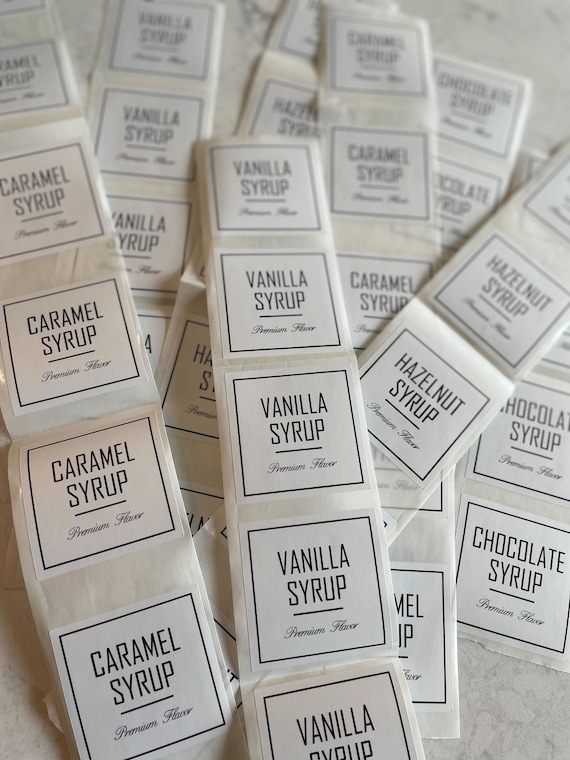 Flavored Coffee Syrup Flavor Vinyl Stickers Labels