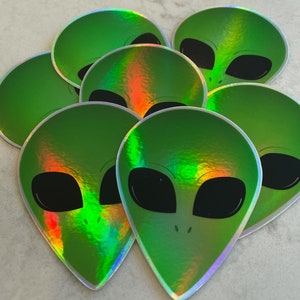 Alien Head Holographic Stickers image 1