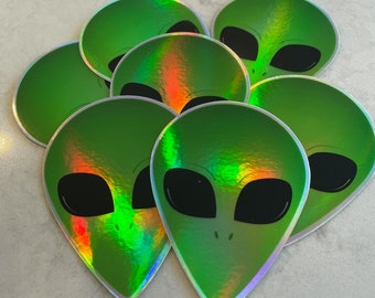 Alien Head Holographic Stickers