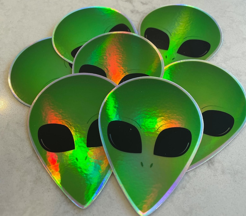 Alien Head Holographic Stickers image 1