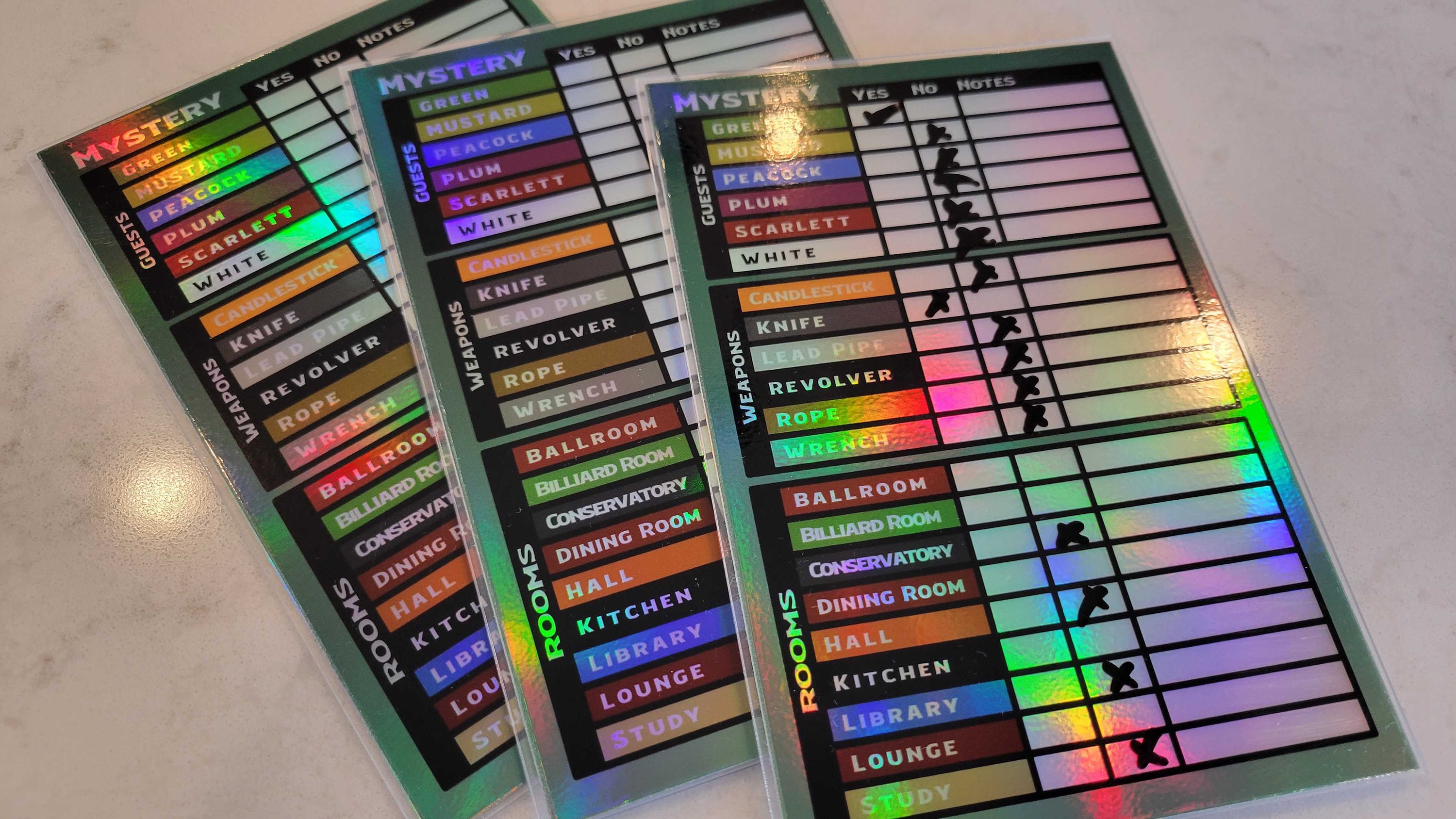 Clue Mystery Murder Game Dry Erase Score Cards Etsy Canada