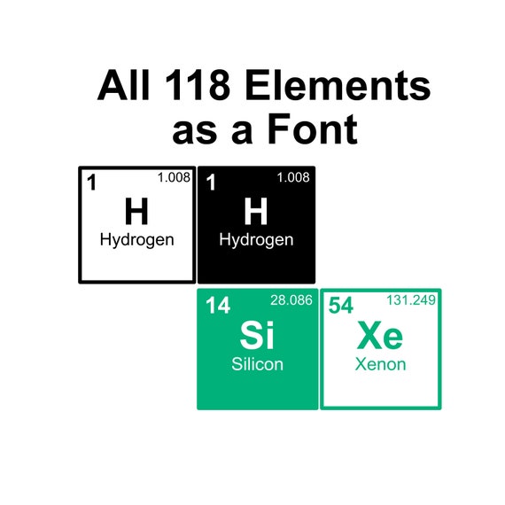 All 118 Periodic Table of Elements as an Installable Font - Etsy