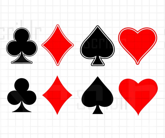 Playing Card Suits Hearts Diamonds Spades Clubs Vector SVG JPG | Etsy