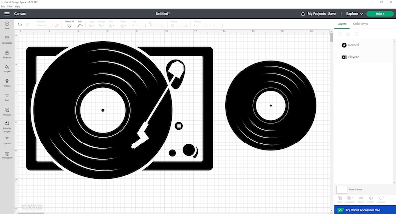 Vinyl Record Player and Record SVG PNG JPG Cutfile - Etsy