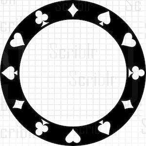 Anillo de póker, cartas de juego, palos, corazones, diamantes, picas y tréboles, vector SVG, JPG, PNG, archivo de corte