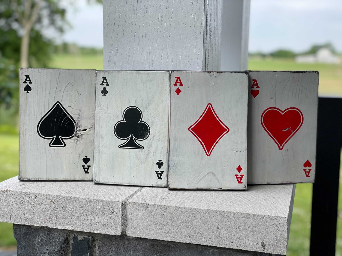 Four Wooden Ace Signs Distressed Etsy