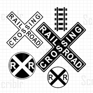Railroad Crossing Warning Sign Vectors Cutfile PNG SVG JPG