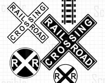 Railroad Crossing Warning Sign Vectors Cutfile PNG SVG JPG