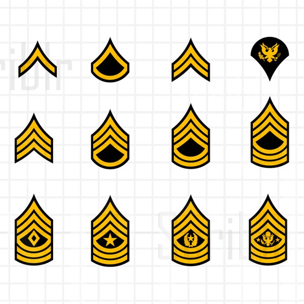 Army Enlisted Ranks SVG Vectors